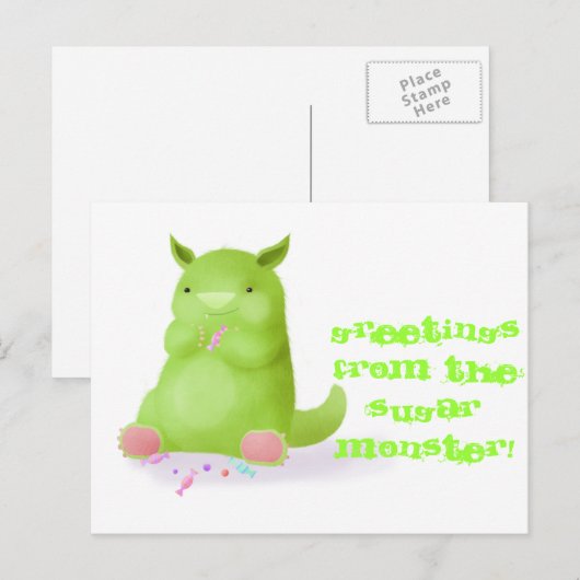 Zuckermonster Postkarte (Vorne/Hinten)