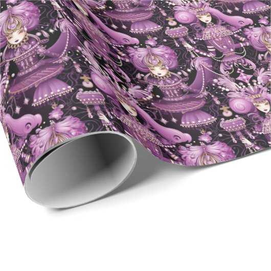 Zuckerpflaume, Lila Nutcracker Ballett Geschenkpapier (Rolleneckpunkt)