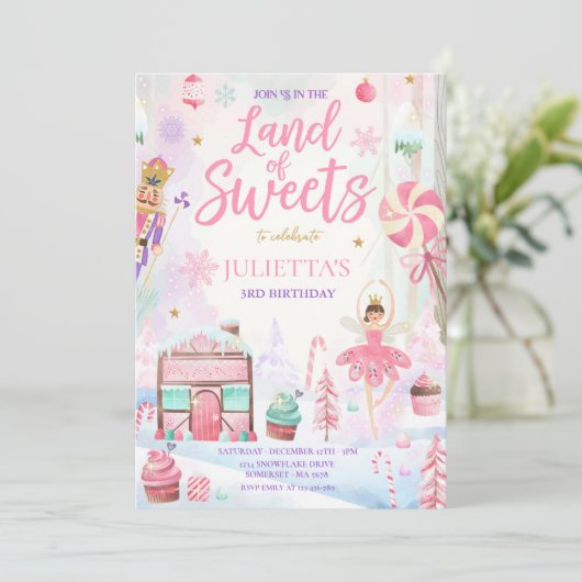 Zuckerpflaume Milchfrucht Land Sweet Nutcracker Ge Einladung (Stehend Vorderseite)