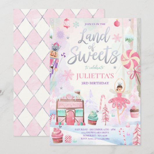 Zuckerpflaume Milchfrucht Land Sweet Nutcracker Ge Einladung (Vorne/Hinten)
