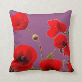 Zuckerpflaume Rosa Mohn Blume Lila Kissen