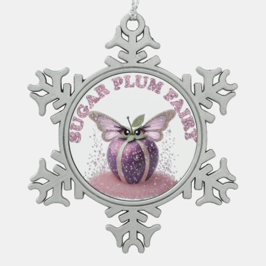 Zuckerpflaume Schneeflocken Zinn-Ornament (Vorderseite)