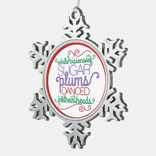 Zuckerpflaume träumt schneeflocken Zinn-Ornament (Rechts)