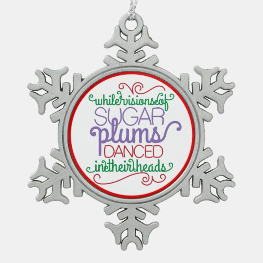 Zuckerpflaume träumt schneeflocken Zinn-Ornament (Vorderseite)