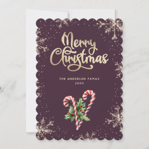 Zuckerrohr-Holly-Beeren-Veilchen-Weihnachtskarte Feiertagskarte
