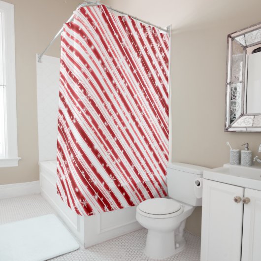 Zuckerrohr mit Sternen und Schneeflocken Duschvorhang (Beispiel)