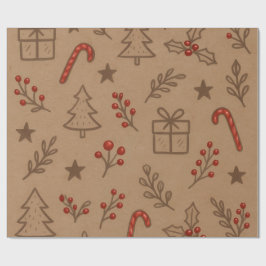 Zuckerrohr und Stechpalmen-Weihnachtspapier Geschenkpapier