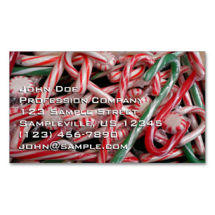 Zuckerrohre und Pfefferminz Weihnachtsfeiertag Magnetische Visitenkarte