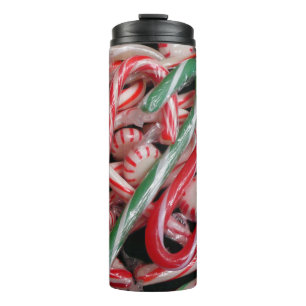 Zuckerrohre und Pfefferminz Weihnachtsfeiertag Thermosbecher