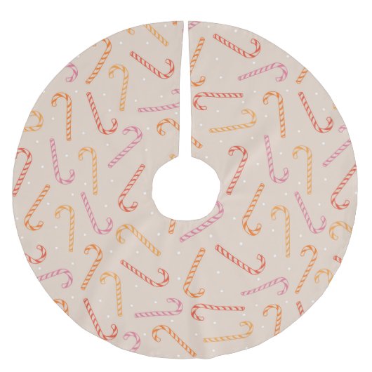 Zuckerrohrmuster Polyester Weihnachtsbaumdecke (Vorderseite)