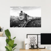 Zuckerrohrzug_Hawaii-Schwarz-Weiß-Poster Poster (Heimbüro)