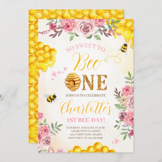 Zuckerrübe 1. Geburtstag Einladung (Vorne/Hinten)