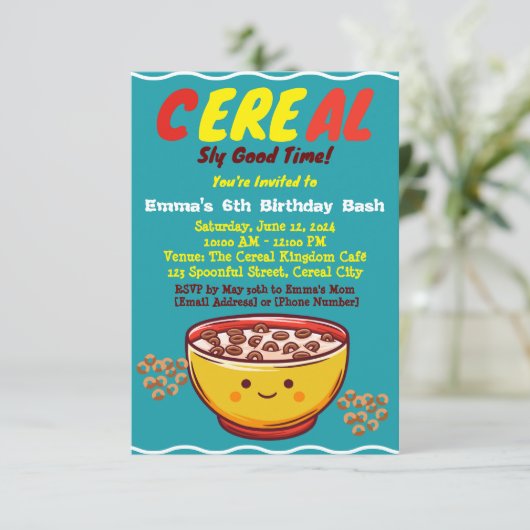 Zuckerrübe und süße Überraschungen: Ein Cerealien- Einladung (Stehend Vorderseite)