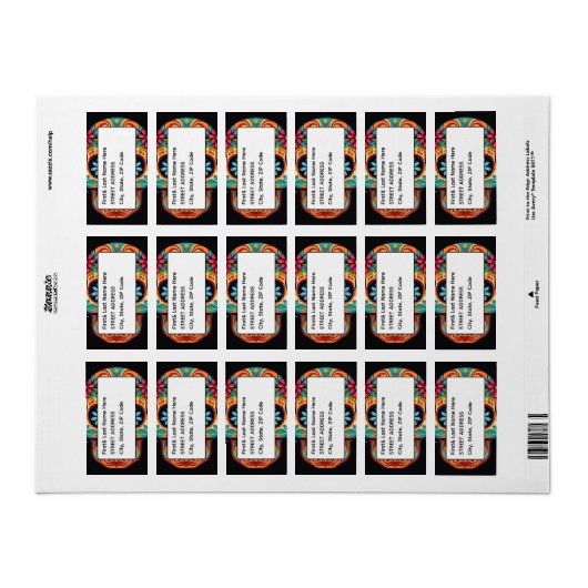 Zuckerschädel Adressaufkleber (Vorne)