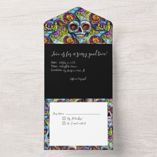 Zuckerschädel All In One Einladung (Innen Boden)