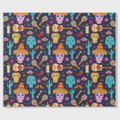 Zuckerschädel auf dunkelblauem Papier Geschenkpapier (Flach)