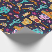 Zuckerschädel auf dunkelblauem Papier Geschenkpapier (Ecke)