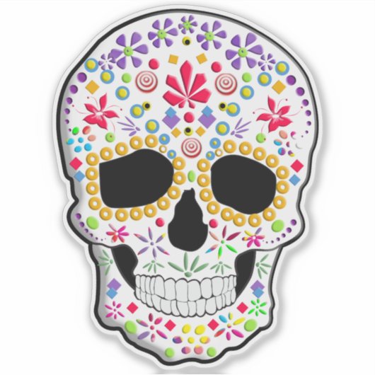 Zuckerschädel Aufkleber (Vorderseite)