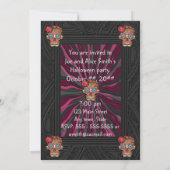 Zuckerschädel aus Schnittholz mit Blütenblättern Einladung (Rückseite)