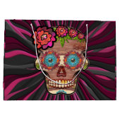 Zuckerschädel aus Schnittholz mit Blütenkrone Große Geschenktüte (Rückseite)