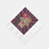 Zuckerschädel aus Schnittholz mit Blütenkrone Serviette (Ecke)