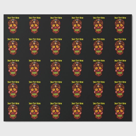 Zuckerschädel Beängstigend Geschenkpapier (Flach)