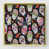 Zuckerschädel Beängstigend und blutig einschüchter Quadratische Wanduhr (Vorderseite)