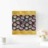 Zuckerschädel Beängstigend und blutig einschüchter Quadratische Wanduhr (Zuhause)