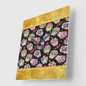 Zuckerschädel Beängstigend und blutig einschüchter Quadratische Wanduhr (Winkel)