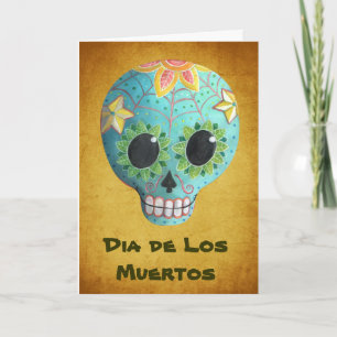 Zuckerschädel Blue Dia de Los Muertos Art Karte