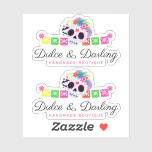Zuckerschädel Blumen Calavera Papel Picado Logo Aufkleber