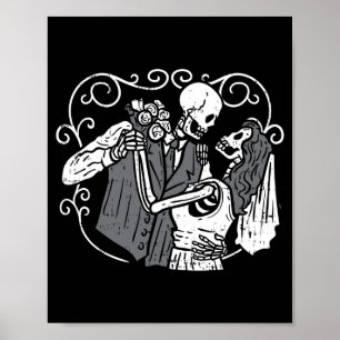 Zuckerschädel Bräutigam Braut lustiger Dia de los Poster