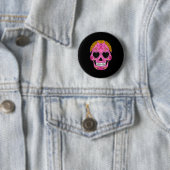 Zuckerschädel-Brustkrebs-Bewusstsein Rosa Band Ca Button (Beispiel)