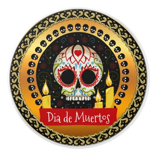 Zuckerschädel, einschüchternd und beängstigend keramikknauf (Vorderseite)