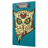 Zuckerschädel-Eule - Tätowierungs-Entwurf Klemmbrett (Links)