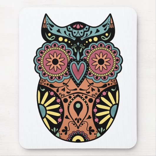 Zuckerschädel-Eulen-Farbe Mousepad (Vorne)