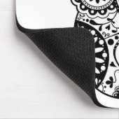 Zuckerschädel-Eulen-Schwarzes u. Weiß Mousepad (Ecke)