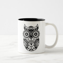 Zuckerschädel-Eulen-Schwarzes u. Weiß Zweifarbige Tasse