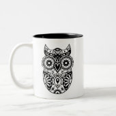 Zuckerschädel-Eulen-Schwarzes u. Weiß Zweifarbige Tasse (Links)