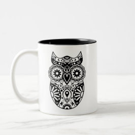 Zuckerschädel-Eulen-Schwarzes u. Weiß Zweifarbige Tasse