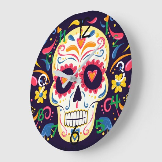 Zuckerschädel - farbenfrohe Uhr (Winkel)