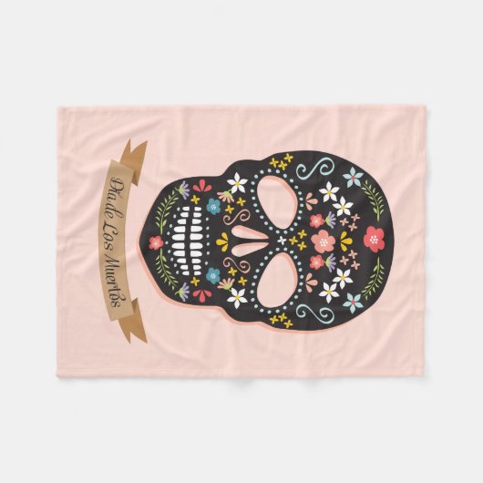 Zuckerschädel-Fleece-Decke Fleecedecke (Vorderseite (Horizontal))