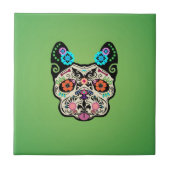 Zuckerschädel Frenchie - Grün Fliese (Vorderseite)