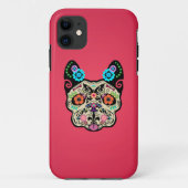 Zuckerschädel Frenchie - Rosa Case-Mate iPhone Hülle (Rückseite)