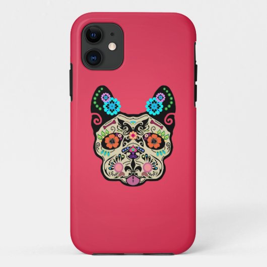 Zuckerschädel Frenchie - Rosa Case-Mate iPhone Hülle (Rückseite)
