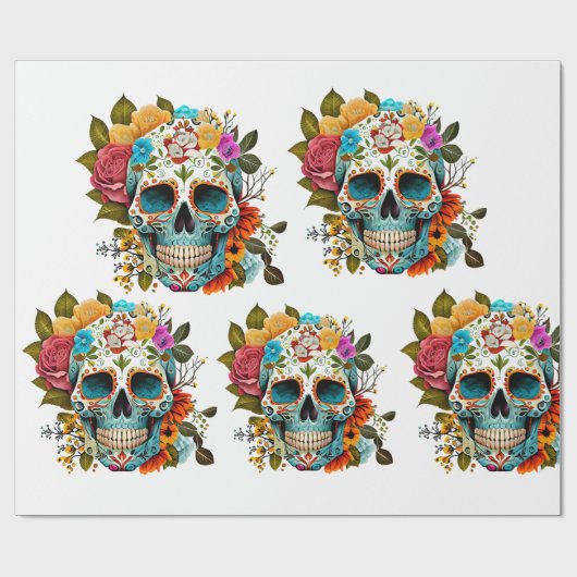 Zuckerschädel Geschenkpapier (Flach)