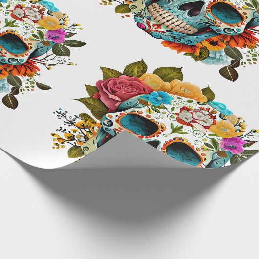 Zuckerschädel Geschenkpapier (Ecke)