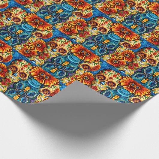 Zuckerschädel Geschenkpapier (Ecke)