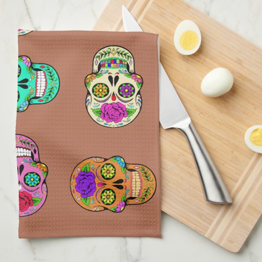 Zuckerschädel Geschirrtuch (Viertel Falte)