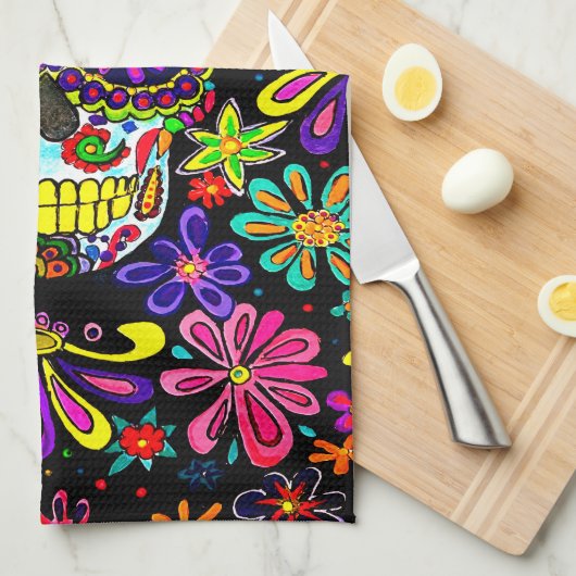 Zuckerschädel Geschirrtuch (Viertel Falte)